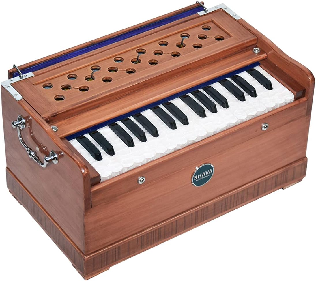 Bhava Lite “Travel” Harmonium | Small, Lightweight | Ethically Sourced, Professionally Tuned & Shipped from US, Handmade in India | Standard Edition Natural