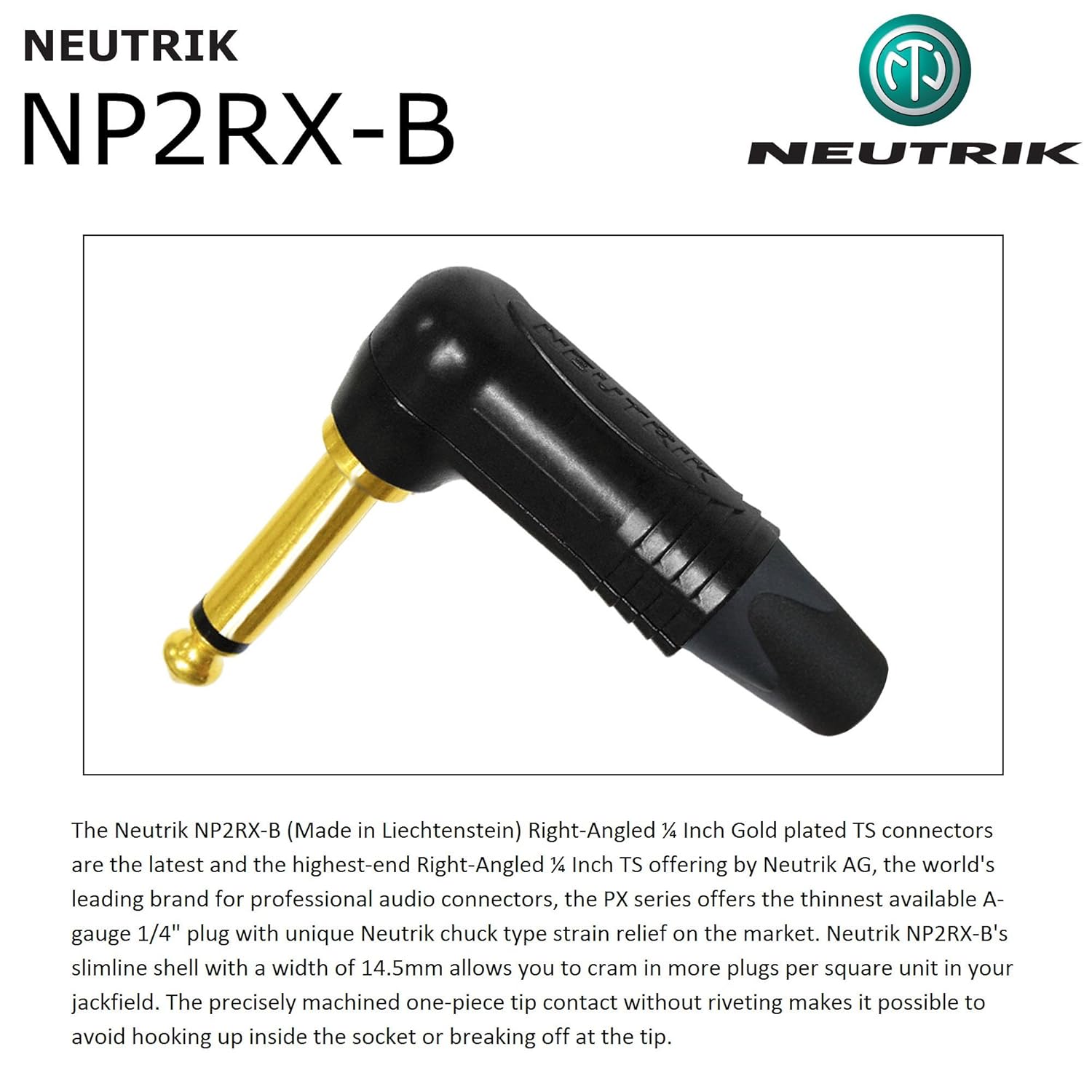 WORLDS BEST CABLES 50 Foot - Gotham GAC-1 Ultra Pro - Premium Low-Cap (21 pf/F) Guitar Bass Instrument Cable – w/Neutrik Gold Straight to Angled ¼ inch (6.35mm) TS Connectors - Custom Made