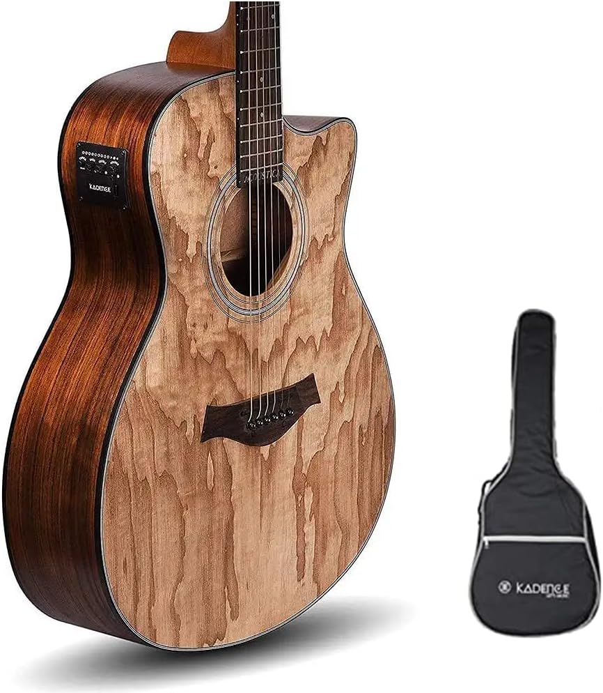 Kadence Acoustica Series Acoustic Electric Guitar - Electric Acoustic Guitar (Ash Wood) - Semi Acoustic Guitar with Pickup & Inbuilt Tuner - Electro Guitars for Beginners & Professionals