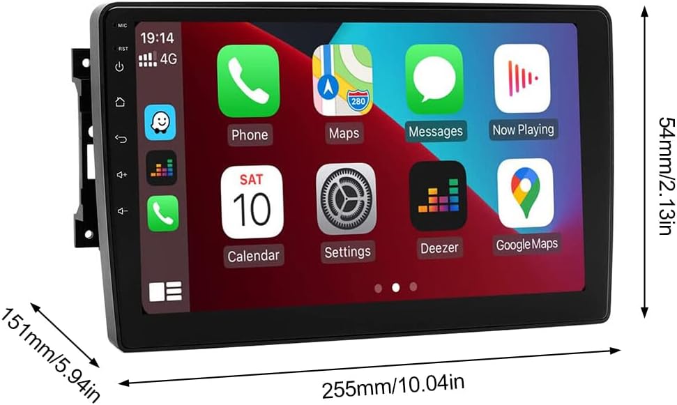 2+32G 10In Car Stereo for Jeep Wrangler/Unlimited 2007-2010 2009 2008 w/GPS Navigation with Carplay w/Android Auto Double Din Touchscreen Car Radio Receiver Backup Camera