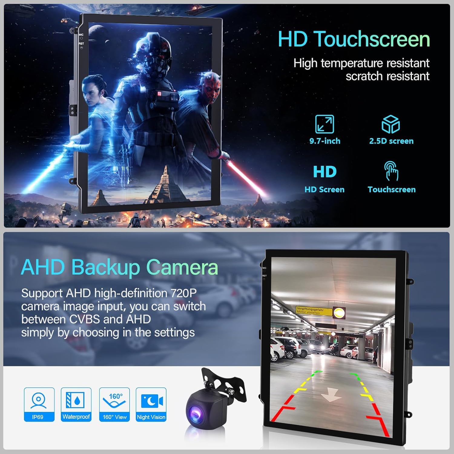 2G+64G Android 13 Car Stereo Radio for Ford Focus 2012-2018 with Wireless CarPlay/Android Auto, 9.7 inch Touch Screen Head Unit, GPS Navigation WiFi Bluetooth SWC HiFi Audio HD Backup Camera