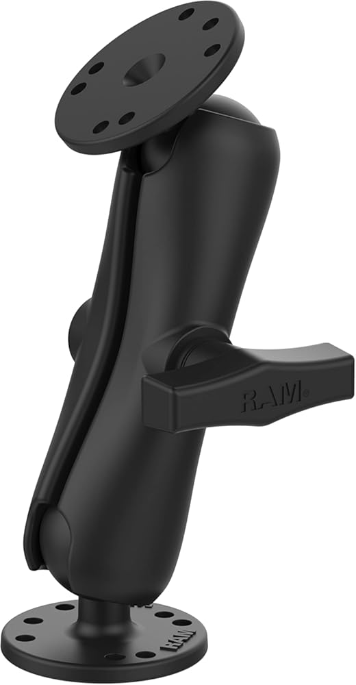 RAM Mounts Double Ball Mount with Two Round Plates RAM-101U with Medium Arm for Drill-down Mounting