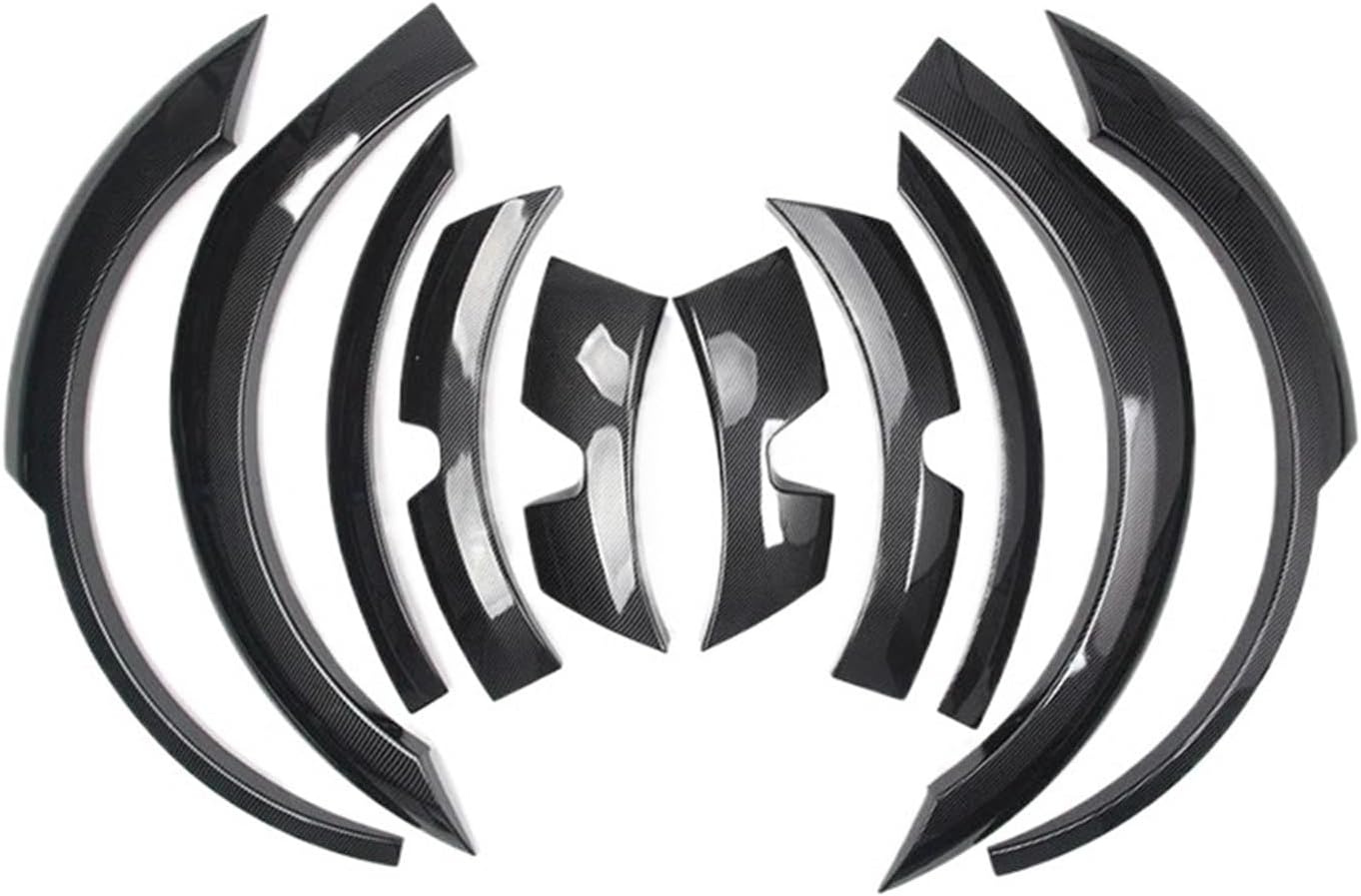 Compatible for Tesla Model Y 2019-2024 Car Wide Bodykit Fender Flares Arch Wheel Eyebrow Lip Protector Trims 10Pcs/Set Accessories Part(Glossy Carbon)