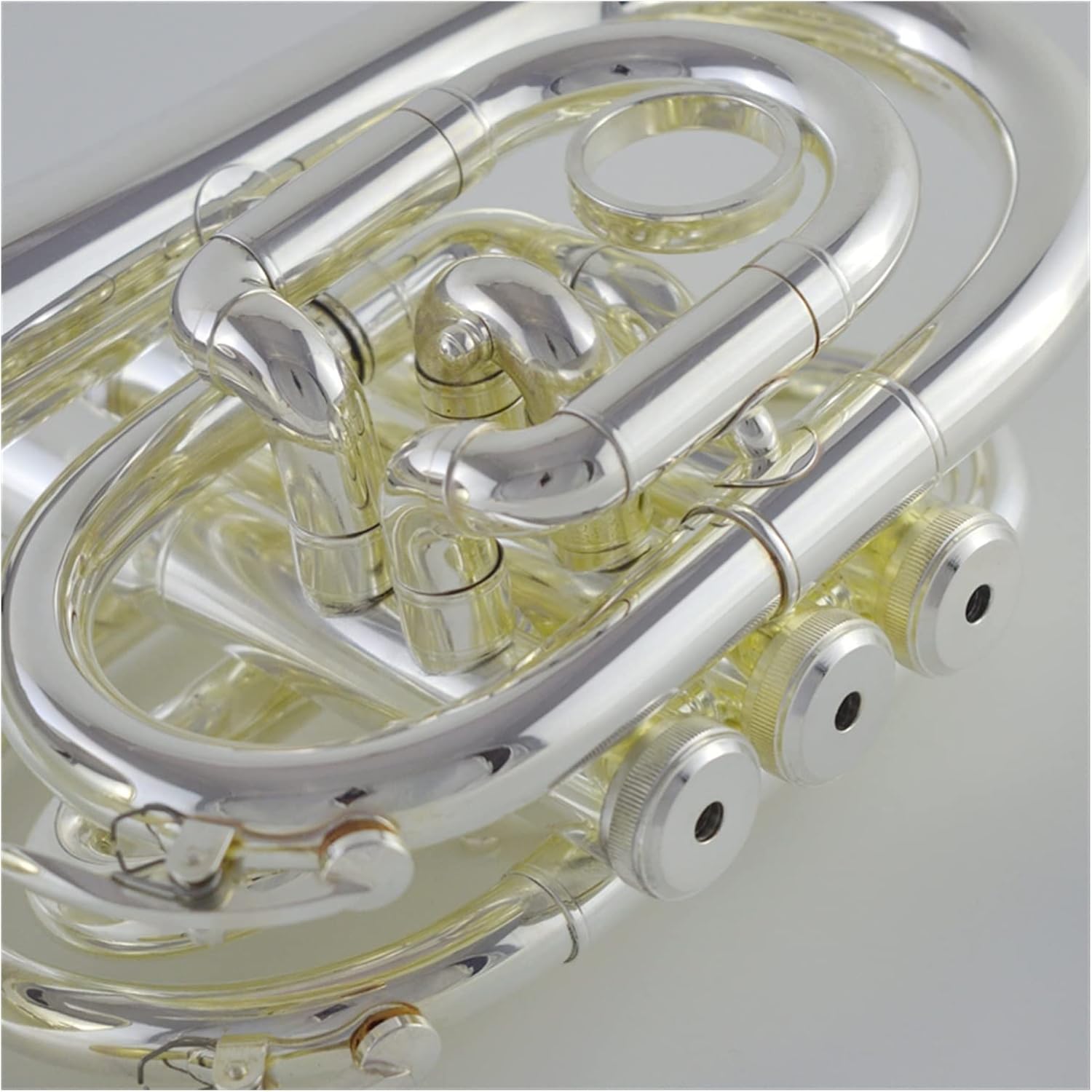 KESHUO Hand Pocket Size Portable Trumpet Instrument B Flat Silver Plated Wind Instrument Trumpets