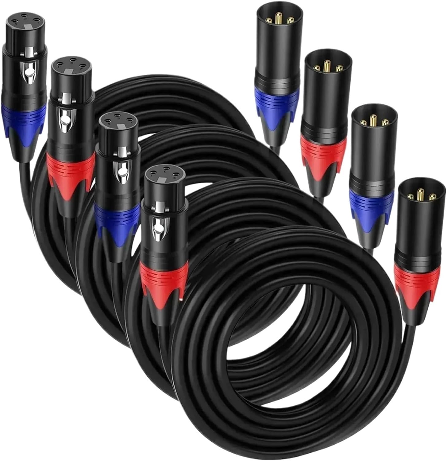 4 Packs XLR Mic Audio Cable Balanced Microphone Lead XLR 3-Pin Male to Female Extension Speaker Cable for Mixer Stage DMX AMP(8m)