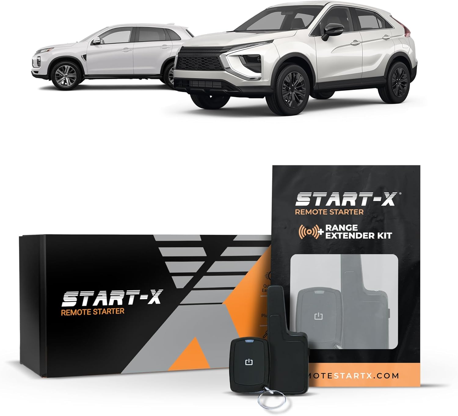 Start-X Remote Starter Kit + 2000ft 1 Way Range Extender for Mitsubishi Eclipse Cross (2018, 2019, 2020, 2021, 2022, 2023), Outlander (2014-2020) Vehicles with Key Ignition