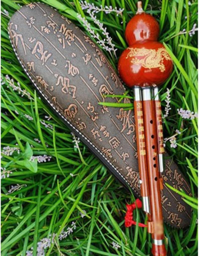 Flutes Musical Instruments 7 Hole Mahogany Gourd Adult Children Beginners C-Level B-Level Cucurbit Three-Pipe Musical Instrument with Chinese Knot and Box Full Sound