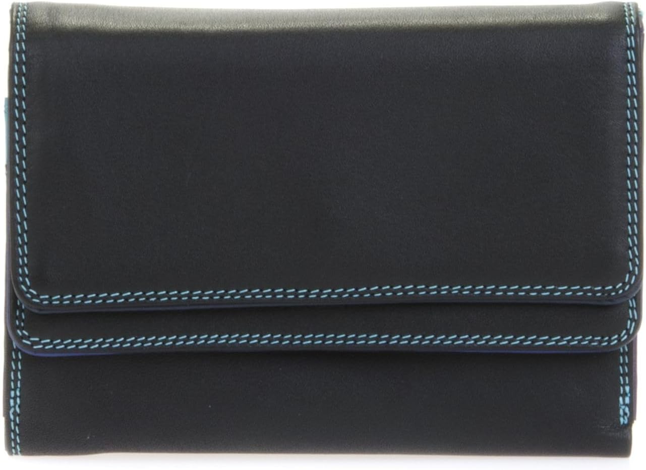 mywalit Double-Flap Wallet Leather Purse | 6 Credit Card Slots | ID Window, Coin Pockets & Pen | Black Pace | Classy & Compact Accessory for Men & Women | Perfect for Everyday Use