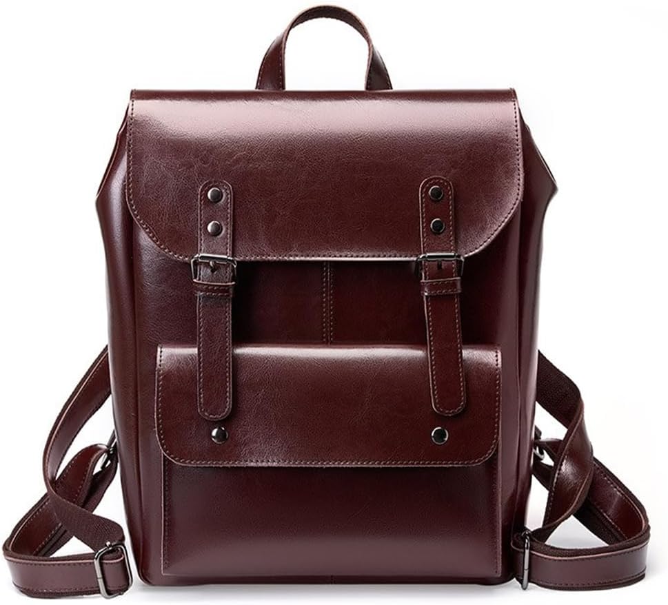 zency Leather Backpack for Women and Men 14-inch Laptop Bag, Teacher Professional, Ideal for Work, Business, College & Travel (Coffee)