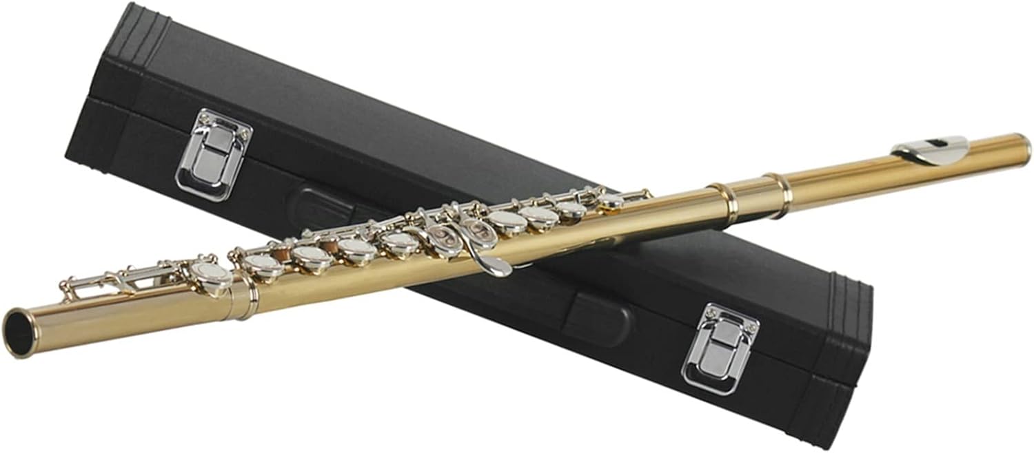 Flutes Musical Instrument Professional Woodwind 16 Hole Flute Golden Tube Body Silver Key Flute with Box Accessories Flute Musical Instrument
