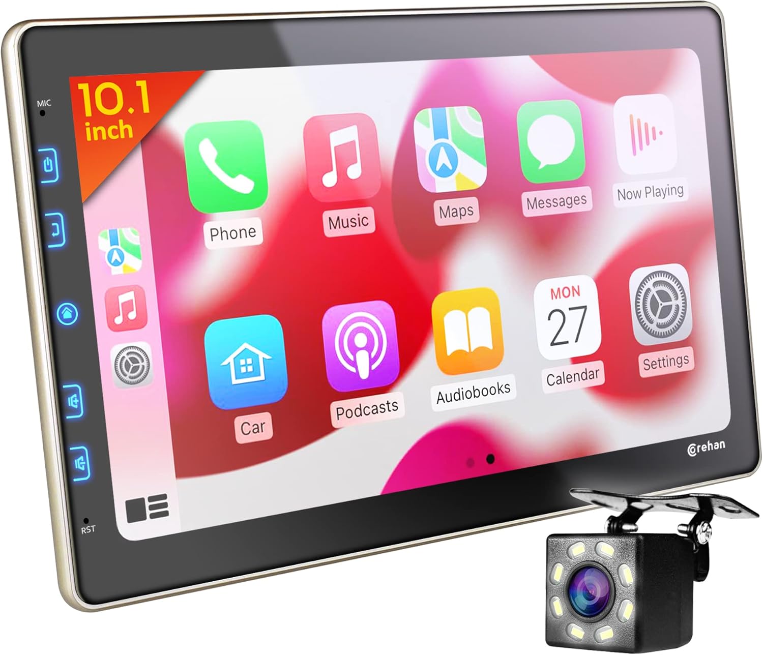 Double Din Car Stereo - 10 inch Touchscreen Car Radio Bluetooth Multimedia Player with Backup Camera Compatible with Carplay, Android Auto, Mirror Link