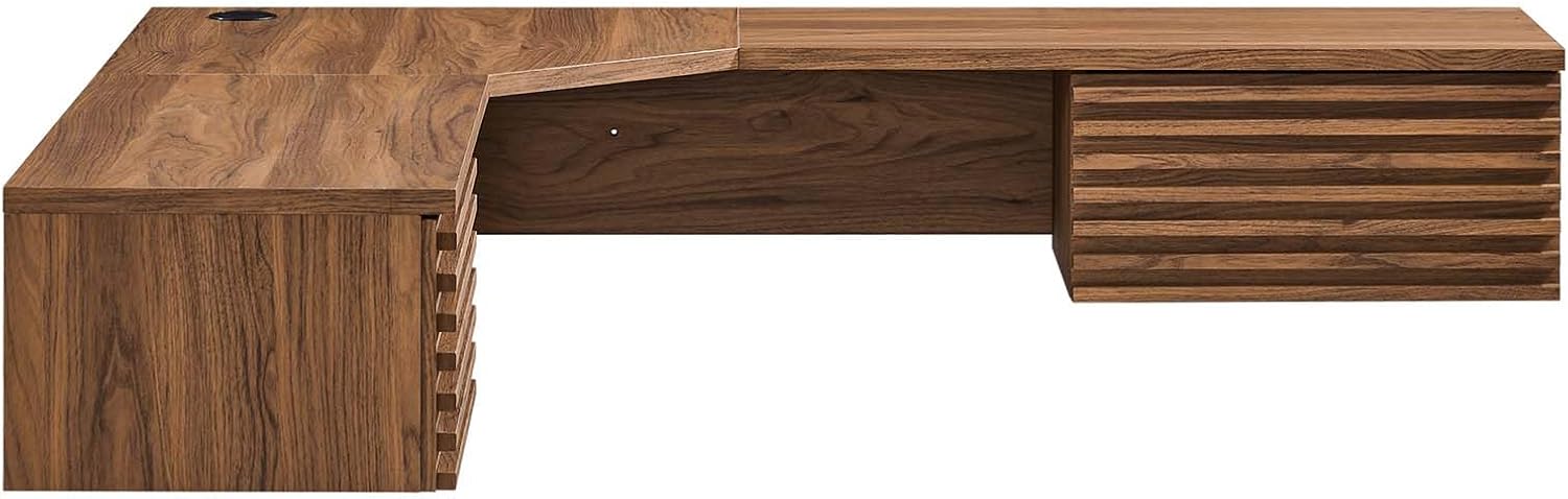 Modway EEI-6181-WAL Render Wall Mount Corner Office Desk, Walnut