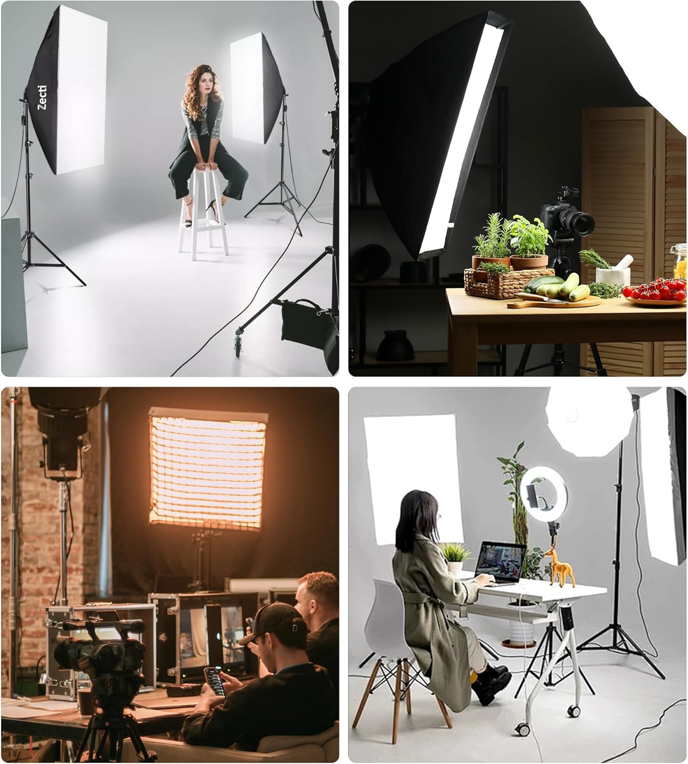 Softbox Lighting Kit 2Pcs 27” x 20” Professional Soft Box | 3200K-5500K 85W LED Bulbs & 82” Light Stand with Remote/Studio Lights for Photography/Video Recording/Live Streaming