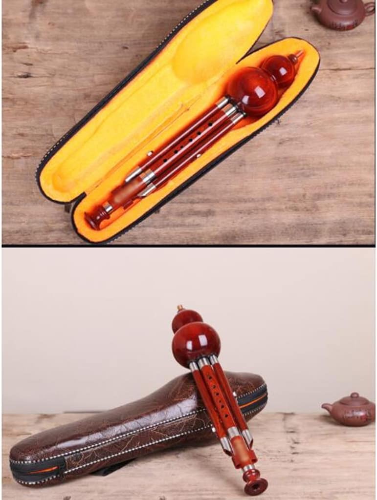 Musical Instruments Chinese Traditional Instrument Hulusi Cucurbit Flute Bottle Gourd Silk With Chinese Knot Carry Case For Beginners Musical Gift,Wind Instruments (Color : Red, Size : B flat)