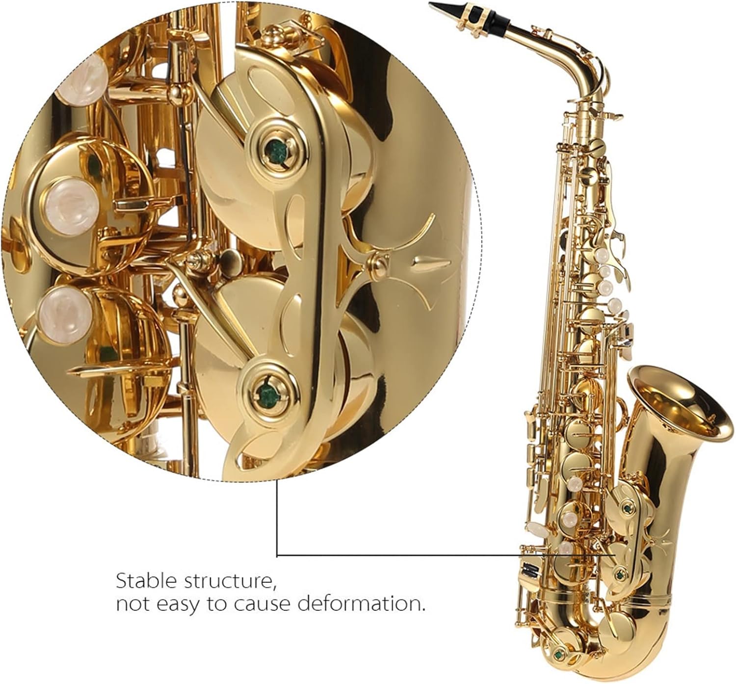 EB Alto Saxophone Brass Lacquered Gold E Flat Sax 82Z Key Type Woodwind Instrument (Color : Gold EB)
