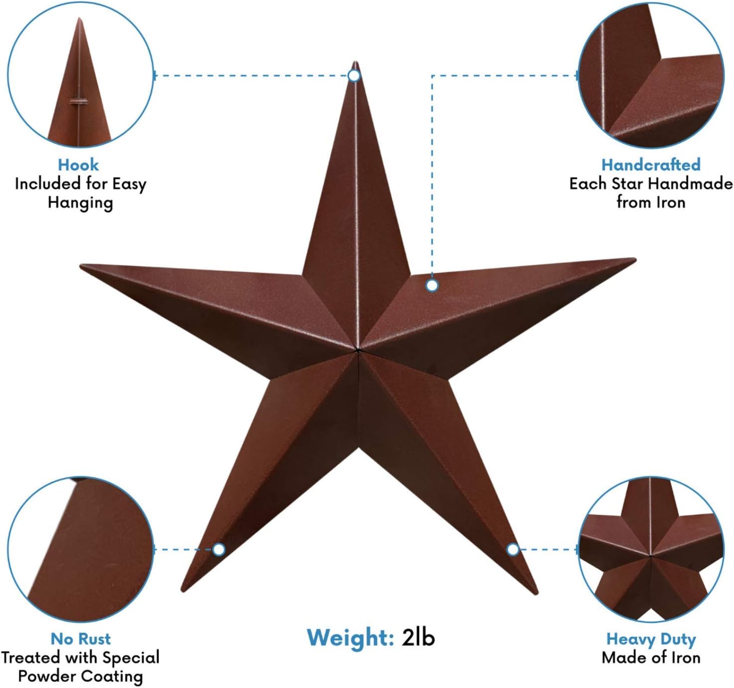 Barn Star - Metal Stars for Outside Texas Stars Art Rustic Vintage Western Country Home Farmhouse Wall Decor (22