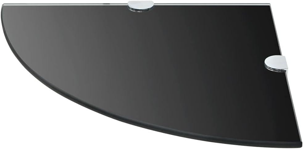 Corner Shelf Set of 2 Black Tempered Safety Glass 9.8x9.8 in Décor Accent
