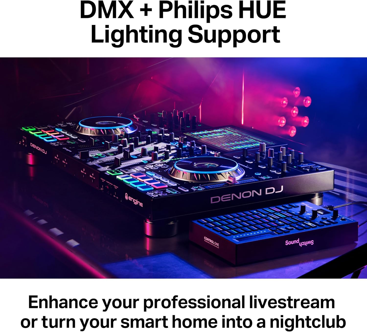 SoundSwitch Control One - Professional DMX DJ Lighting Controller with 3 Months SoundSwitch Software Access and DMX Lights and Phillips Hue Support