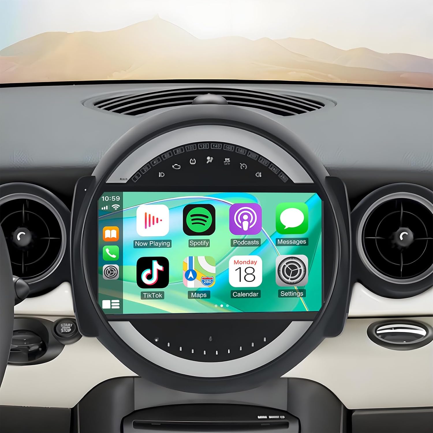 Car Stereo Radio for BMW Mini Cooper R56 2007-2014，9” Touch Screen Car Radio Receiver with Wireless/Wired Carplay Android Auto GPS Navigation Head Unit Bluetooth WiFi Rear Camera - 2G+32G