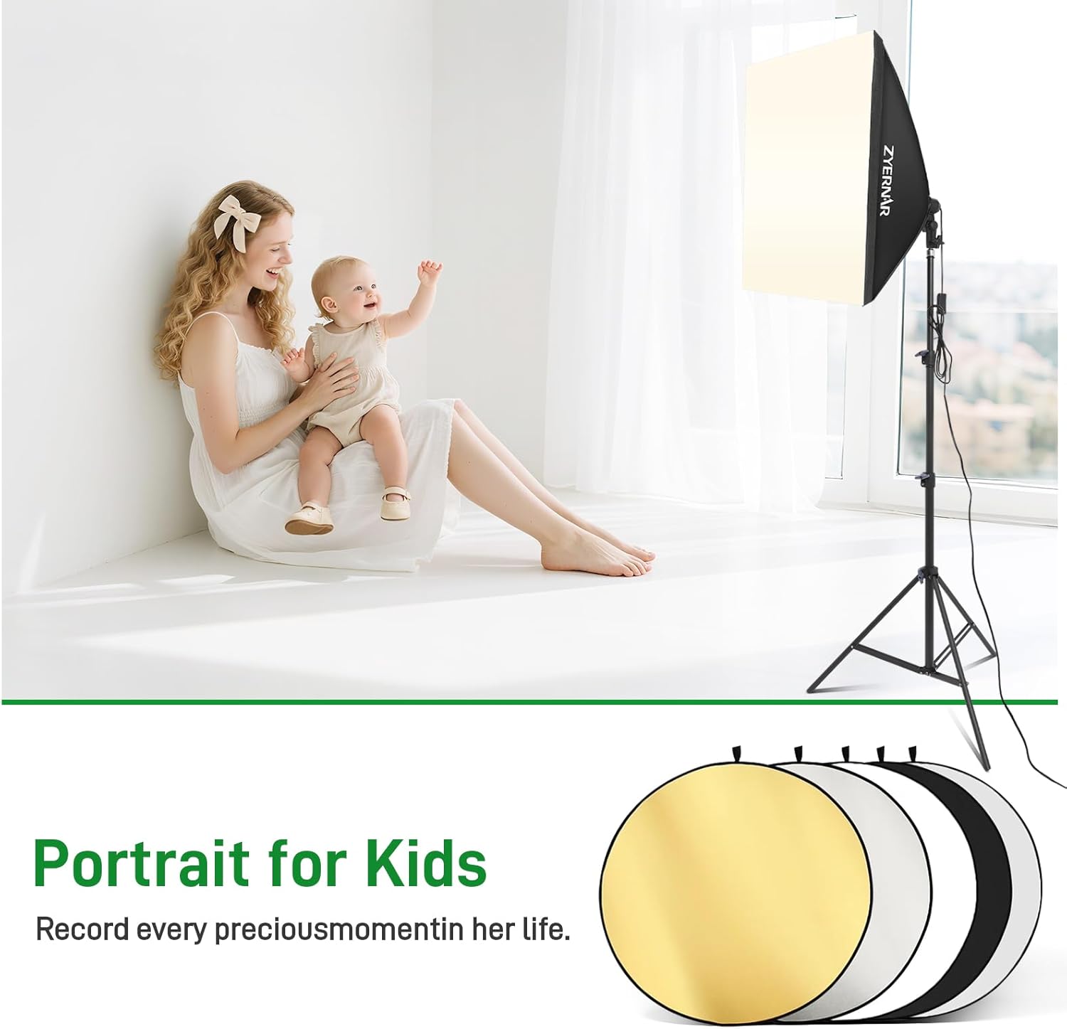 Photography Lighting kit with Backdrops, 8.5x10ft Backdrop Stands, Zyernar LED Bulbs Umbrella Softbox Continuous Lighting, Photo Studio Equipment for Video Shoot