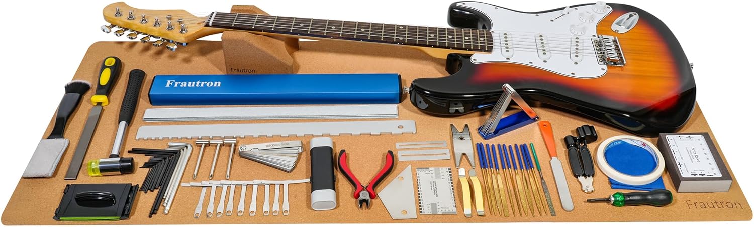 Guitar Repairing Maintenance Tool Kit, Complete Pro Guitar Setup Kit Luthier Repair Tools with Guitar Work Mat and Neck Rest Support Cradle for Guitar Workstation Musician Enthusiast Guitarist