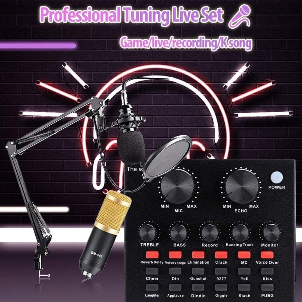 V8,Live Sound Card with Effects,2 Channel USB Audio Mixer Sound Mixing Consoles Amplifier,Handheld Microphone Voice Changer Sound Effects Machine for Computer Recording with Adjustable