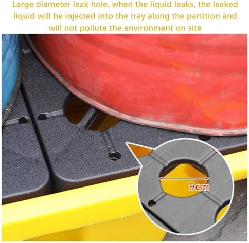 Heavy Duty Modular Spill Containment Pallet - Anti-Leak Platform for Oil Drums in Warehouses & Factories - Yellow & Black Polyethylene for Industrial Use