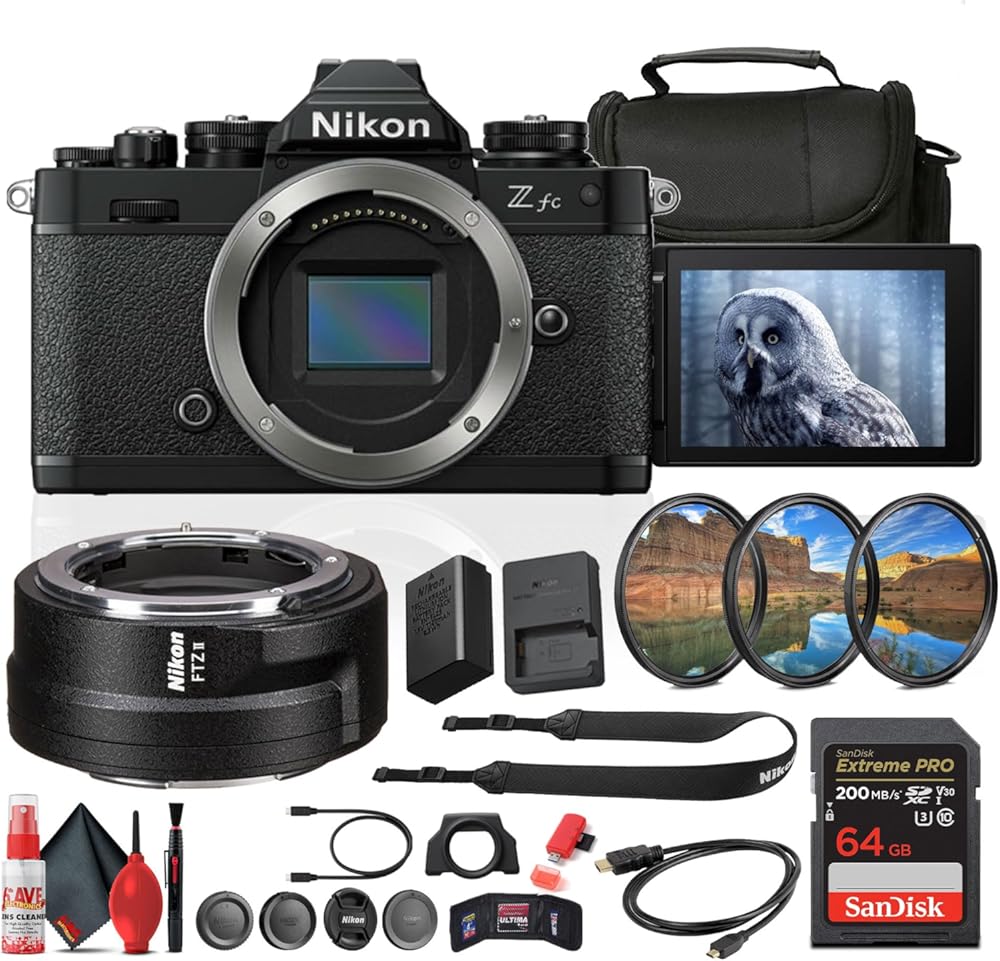 Nikon Z fc DX-Format Mirrorless Camera (1671B) + Nikon FTZ II Mount Adapter + 64GB Memory Card + Camera Bag + Cleaning Kit + HDMI/Micro Cable + Card Wallet + Card Reader (Renewed)