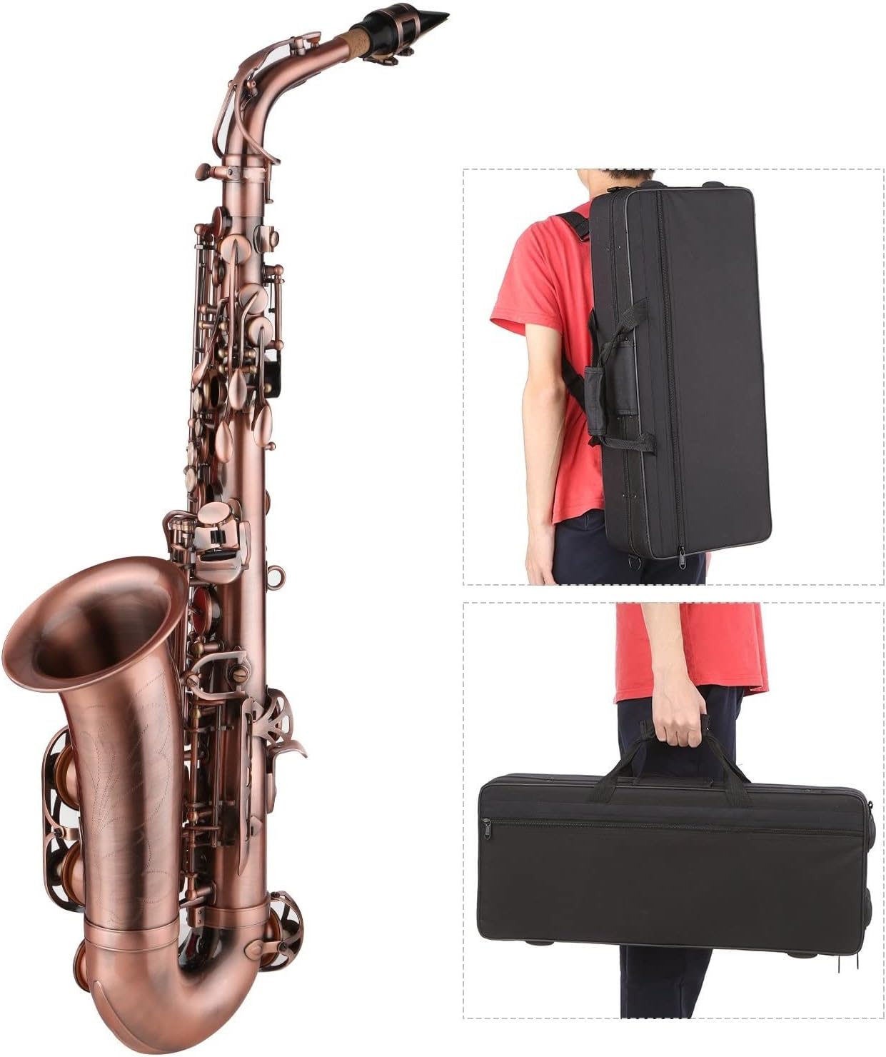 EB Saxophone Brass Material Woodwind Instrument with Case Cleaning Cloth Brush Sax Strap Mouthpiece