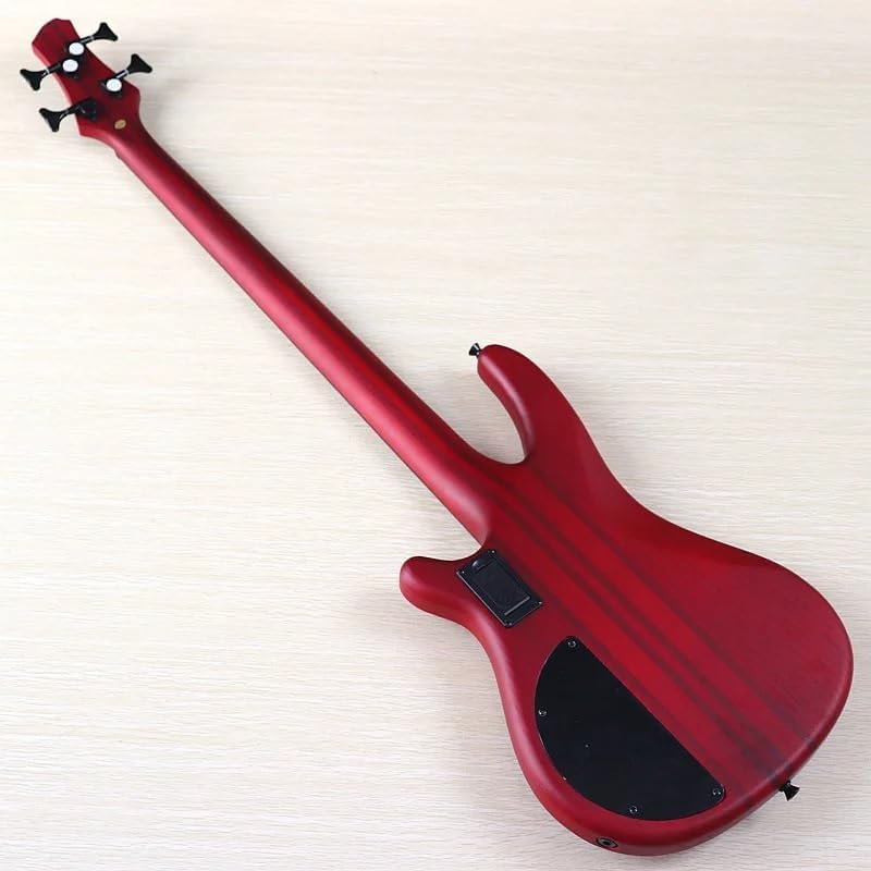 4-String Electric Bass Guitar, 43-Inch Red Matte Finish, Solid Ashwood Body, 24-Fret Technical Wood Fingerboard