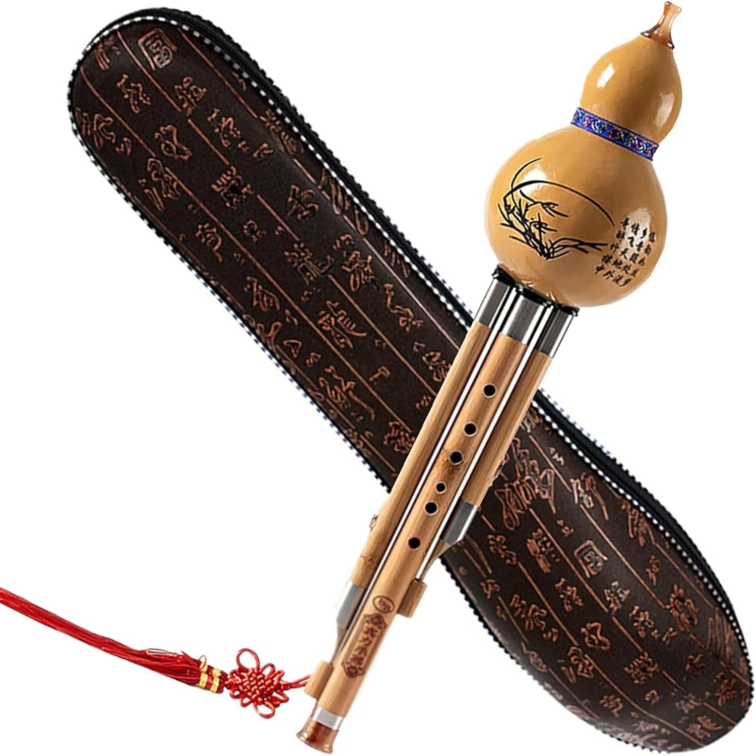 Cucurbit Flute Hulusi， Chinese Gourd Flute with 3 Tone Detachable Cucurbit， Woodwinds Instrument W/Case for Beginners Musical Amateurs(Bb Key)