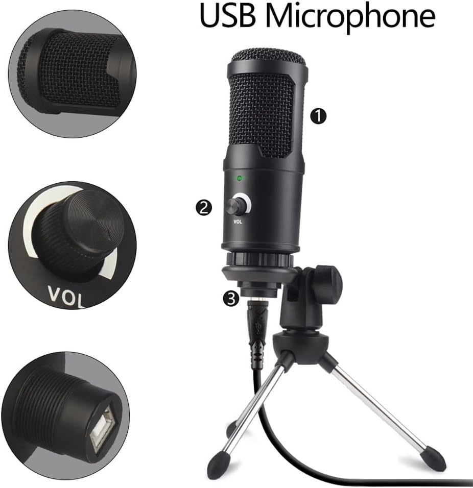 Professional Microphone, Condenser Recording, Direct Podcast, Powerful Stereo Jack, Suitable for Learning Influencers