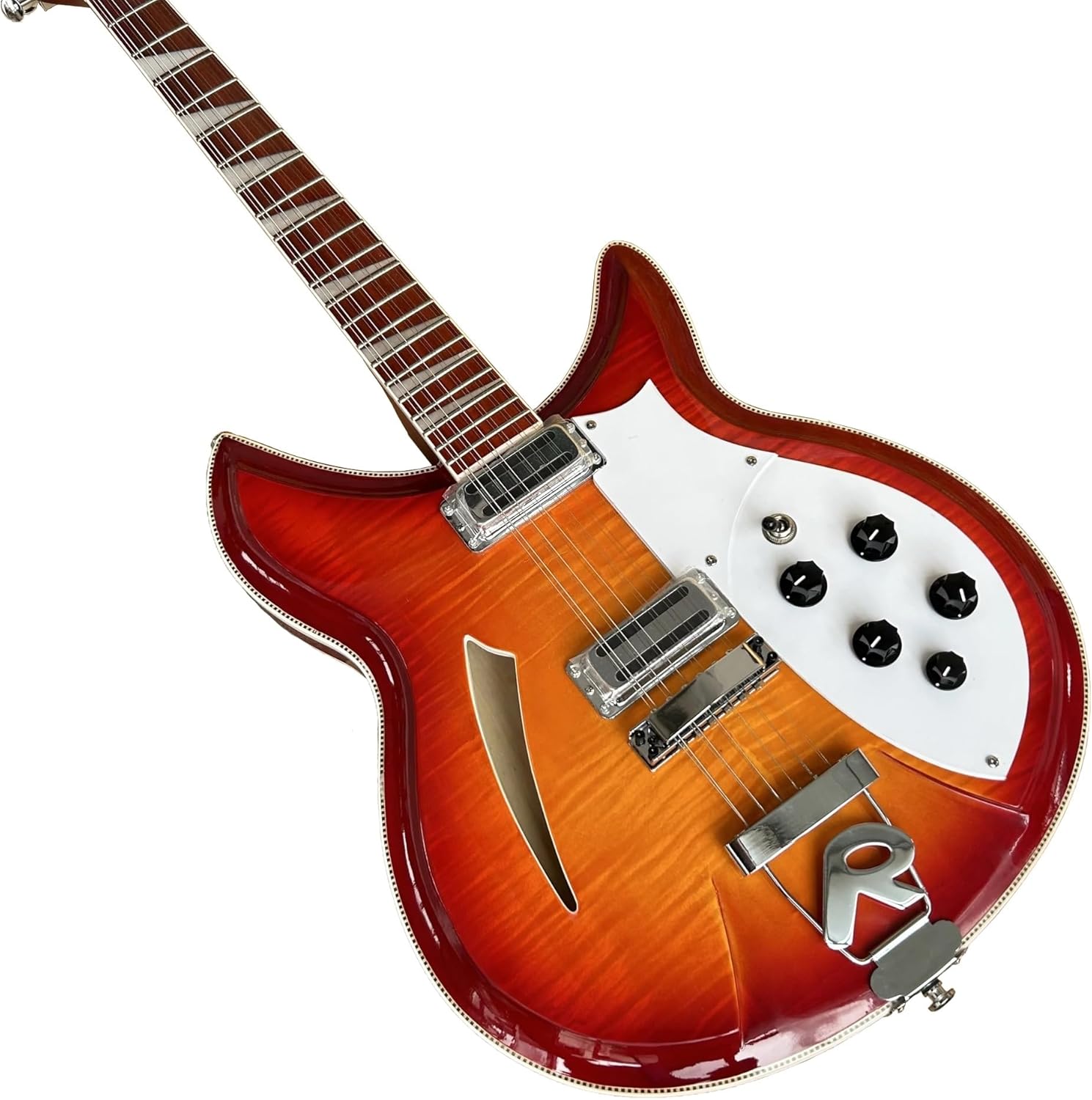 Sunburst 12-String Semi-Hollow Electric Guitar - 381 Style - 21 Frets - Alder