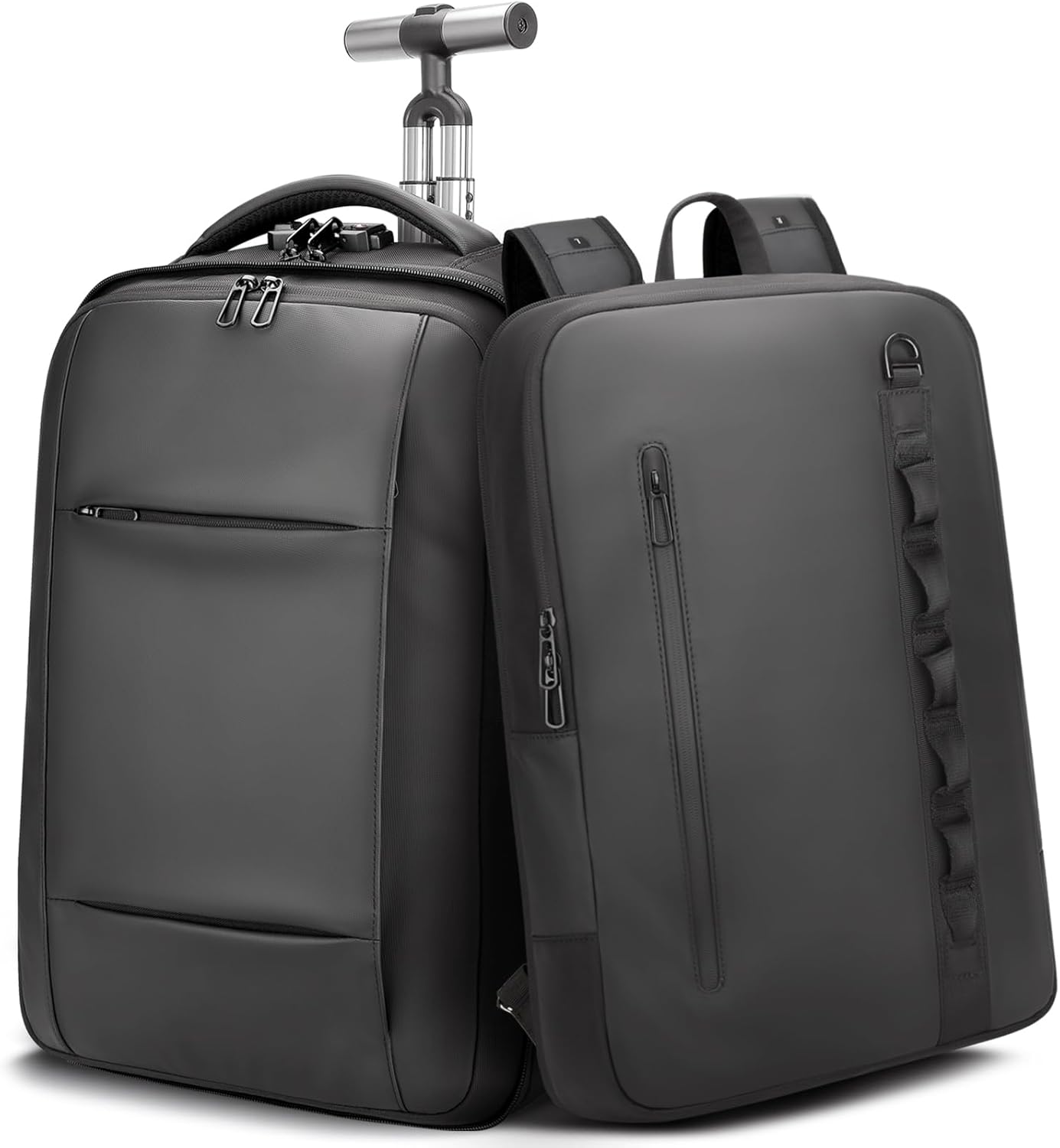 2-in-1 Detachable Carry On Rolling Backpack - Splits into Two Bags for Travel, 50L Wheeled Backpack with 17.3″ Padded Laptop Sleeve, USB Charging Ports, TSA Lock, Waterproof Luggage Suitcase