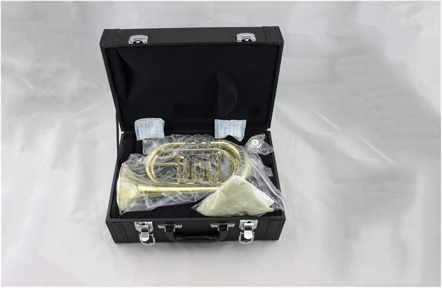 Trumpets Beginner Gold Lacquer Rotary Valve Type Bb Cornet with Cornet Box and Accessories Trumpet Set