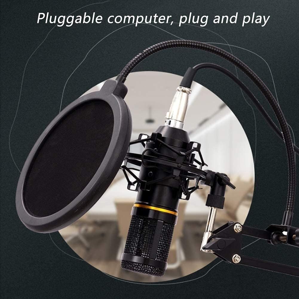 Condenser Microphone Live Streaming Equipment Kit Computer Recording for Music Production, Vocal Recording, Streaming Media, Blacka