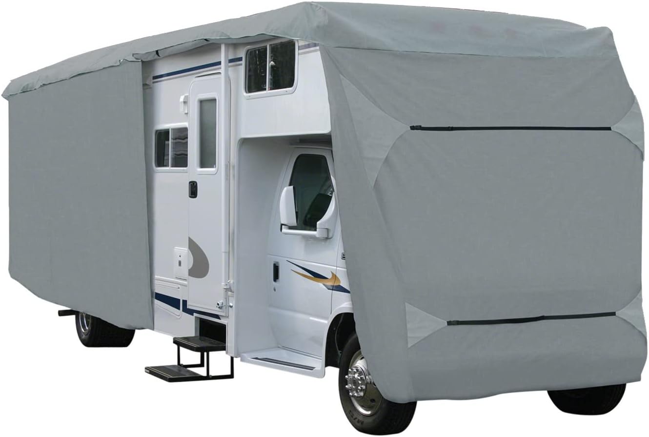 SavvyCraft Upgraded Class C RV Cover, Breathable Waterproof Tear-Resistant Class C Motorhome Cover Fits 23ft-26ft Long Class C RV