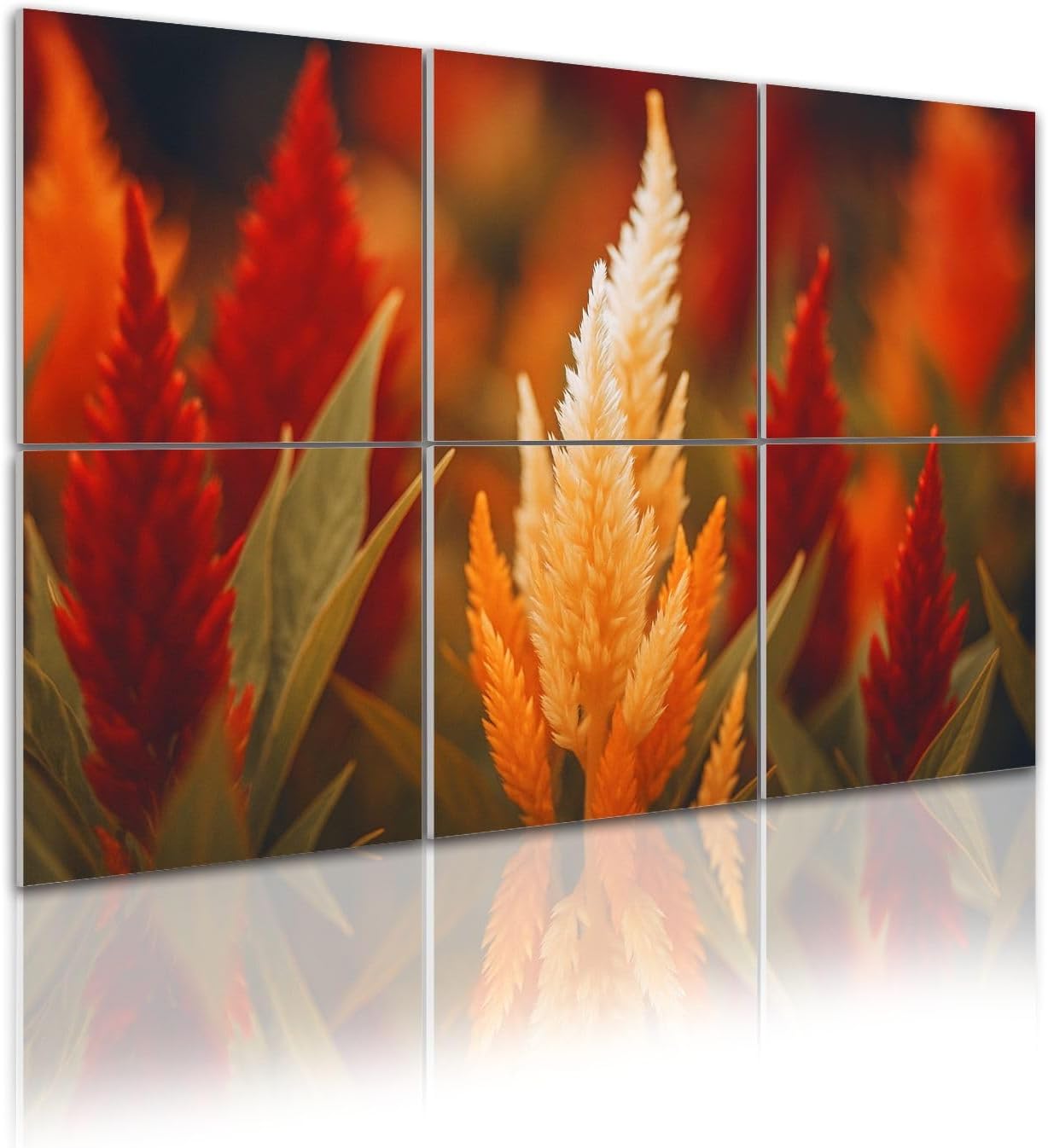 6 Pack Art Acoustic Panels Autumn seasonal exotic orange flowers growing field Sound Absorbing Panel 48