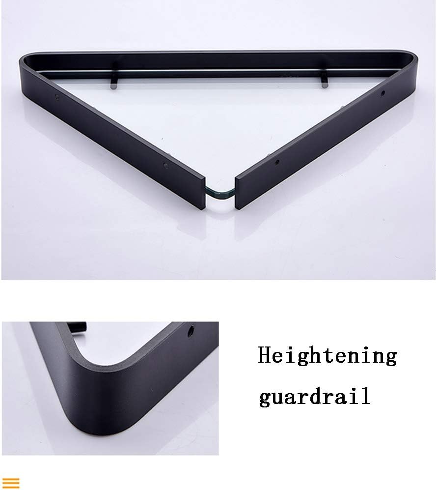 Bathroom Shelf Wall Mounted, Glass Shelf Bathroom, Bathroom Corner Shelf,Aluminum Free Punching Black Shower Rack Bathroom Shelf Glass