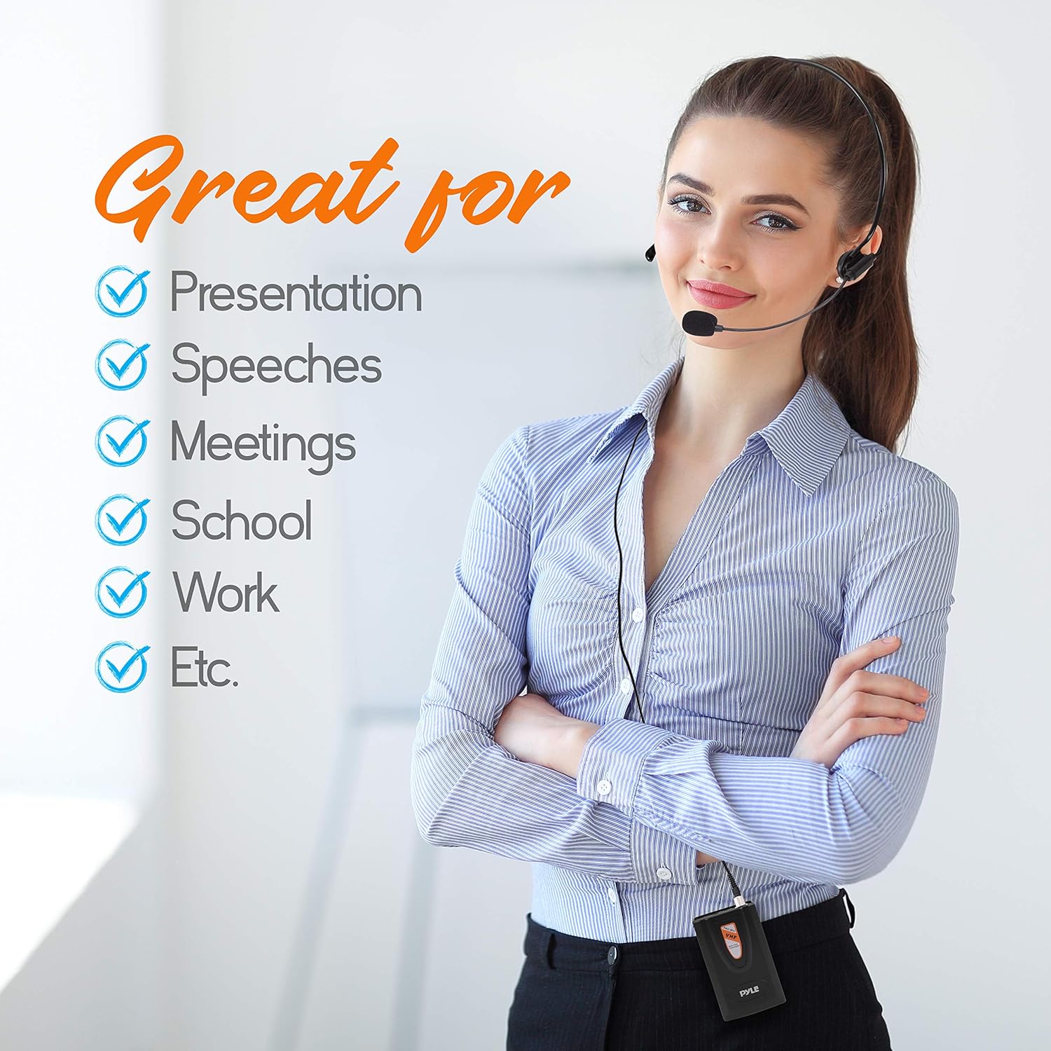 Pyle 8 Channel Wireless Microphone System - Professional VHF Audio Mic Set with Headset/Bodypack, 4 Clip Lavalier, 4 Handheld Mic for Church, Singing, Karaoke, Conference, DJ, 4 Transmitters