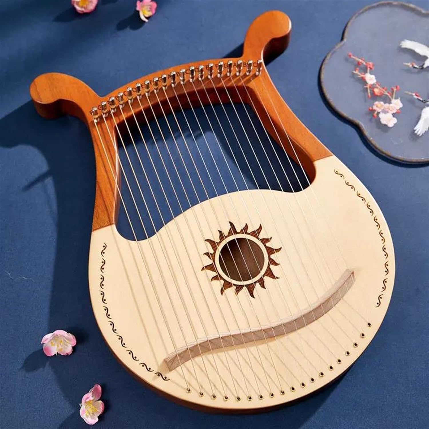 Lyre Harp Set 19 Strings Lyre Mahogany Spruce Logs Harp Entry-level Single Board Finger Piano Musical Instrument