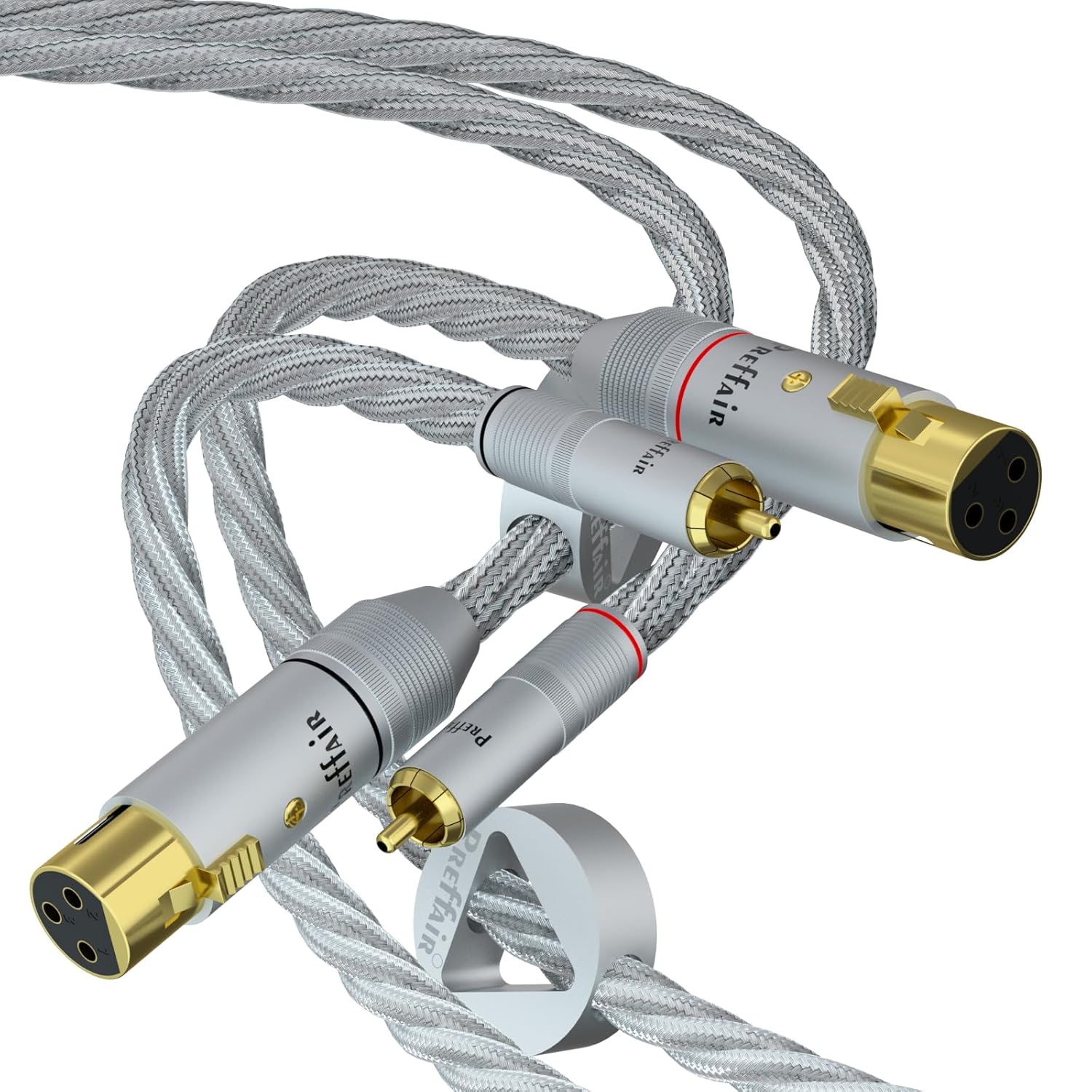 Preffair 1 Pair/2Pcs OCC Silver Plated XLR Female to RCA Male Cables with Gold Plated Plug HiFi Stereo Connection Cable Wire for Decorder,Mixer, Turntable, AMP, DAC (X463-XR1821F-R1789, 1M/3.3FT)