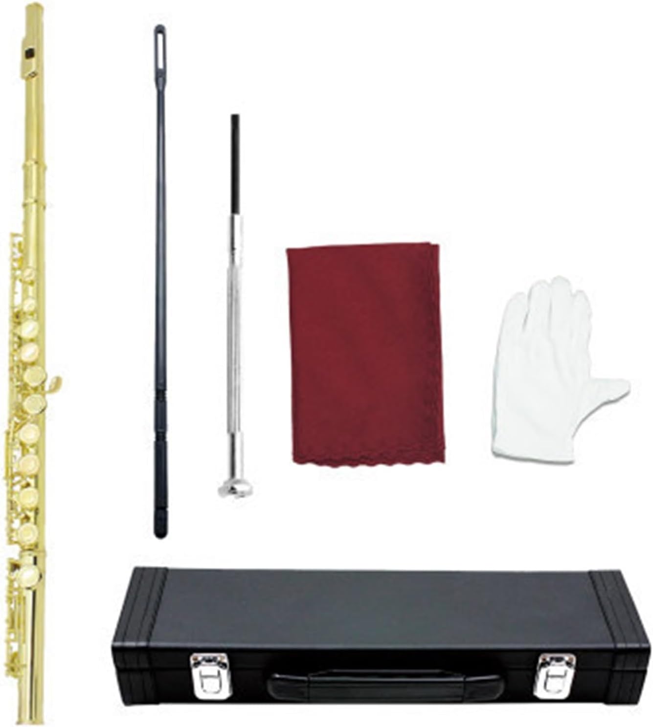 16 E Key C Nickel Plated Closed Hole Flute Beginner Playing Instrument(Gold)