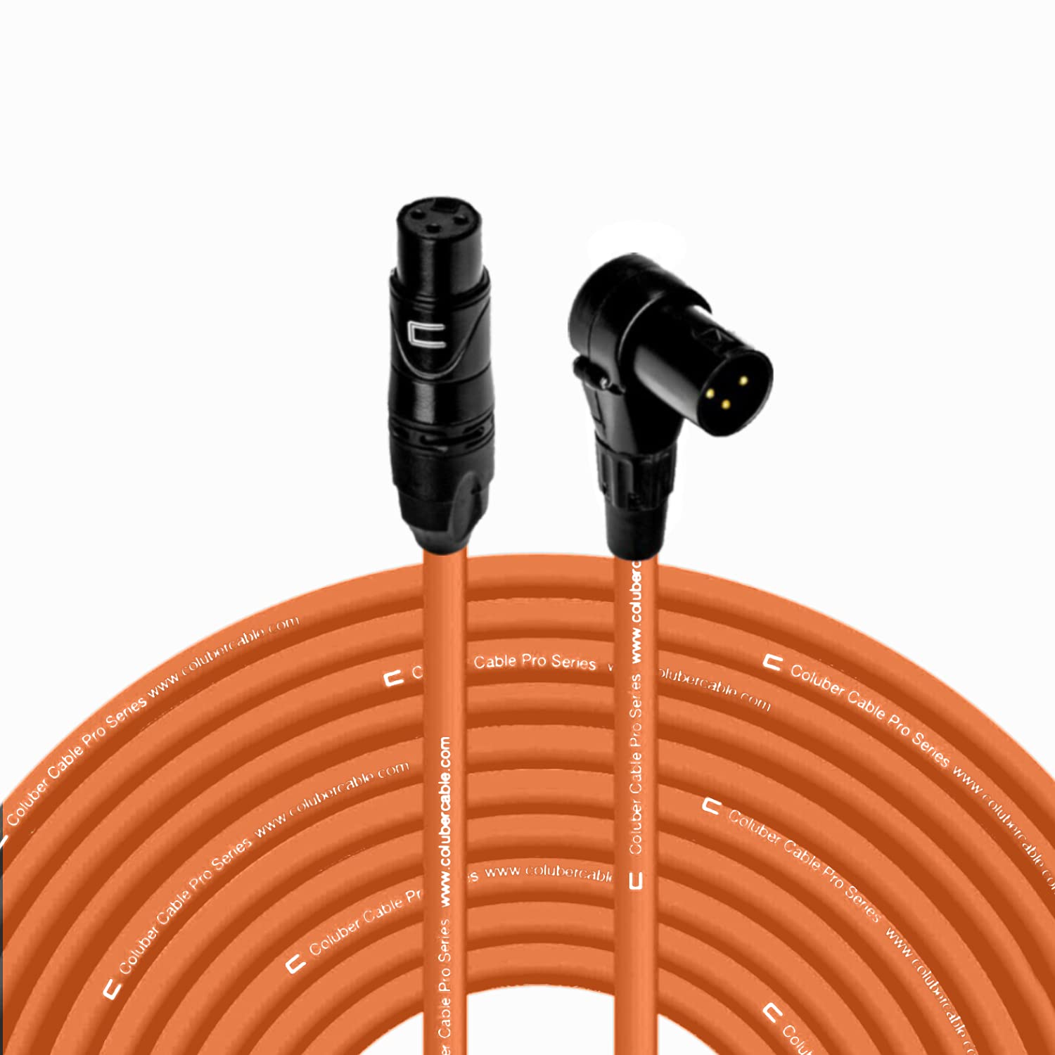 Balanced XLR Cable Female to Right Angle XLR Male - 150 Feet Orange - Pro 3-Pin Microphone Connector for Powered Speakers, Audio Interface or Mixer for Live Performance & Recording
