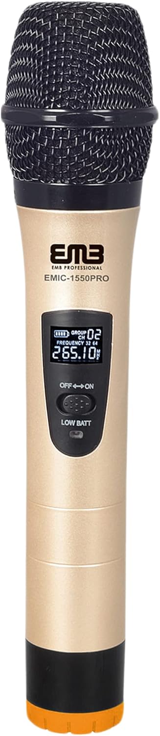 EMB EMIC1550PRO Dual VHF Wireless Handheld Microphone System w/Rechargeable Receiver - Great for Any Occasion Such as Karaoke, DJ, Wedding, Church, Classroom, Stage, Business and Outdoor