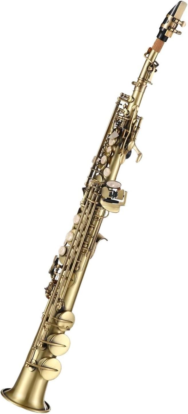 Professional Brass Straight Bb Treble Saxophone Nickel Plated Sax Woodwind Instrument Suit