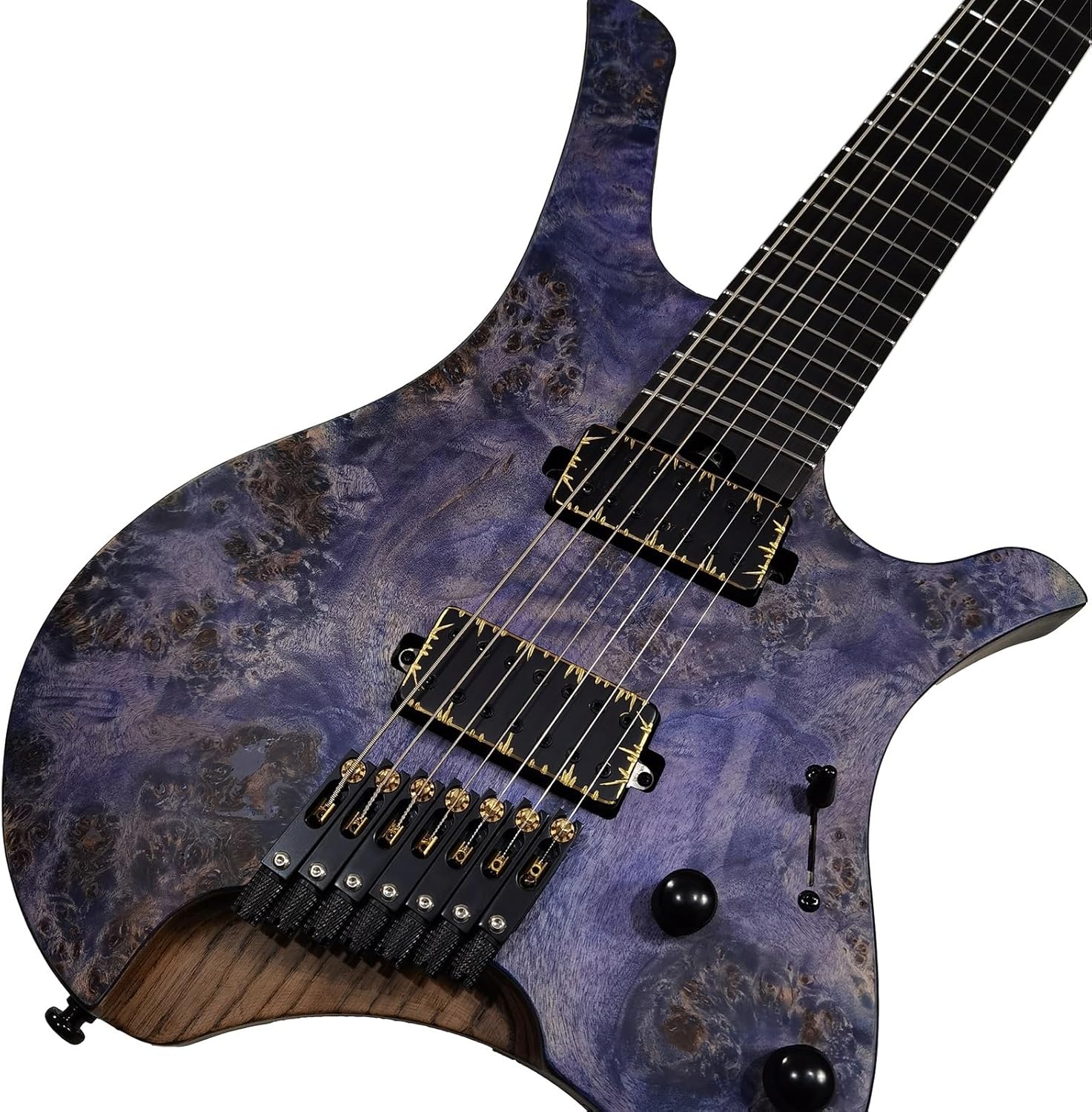 VENEKA Headless Electric Guitar Handmade Headless Electric Guitar 7 Strings Fan-Shaped Stainless Steel Frets Ash Wood Body