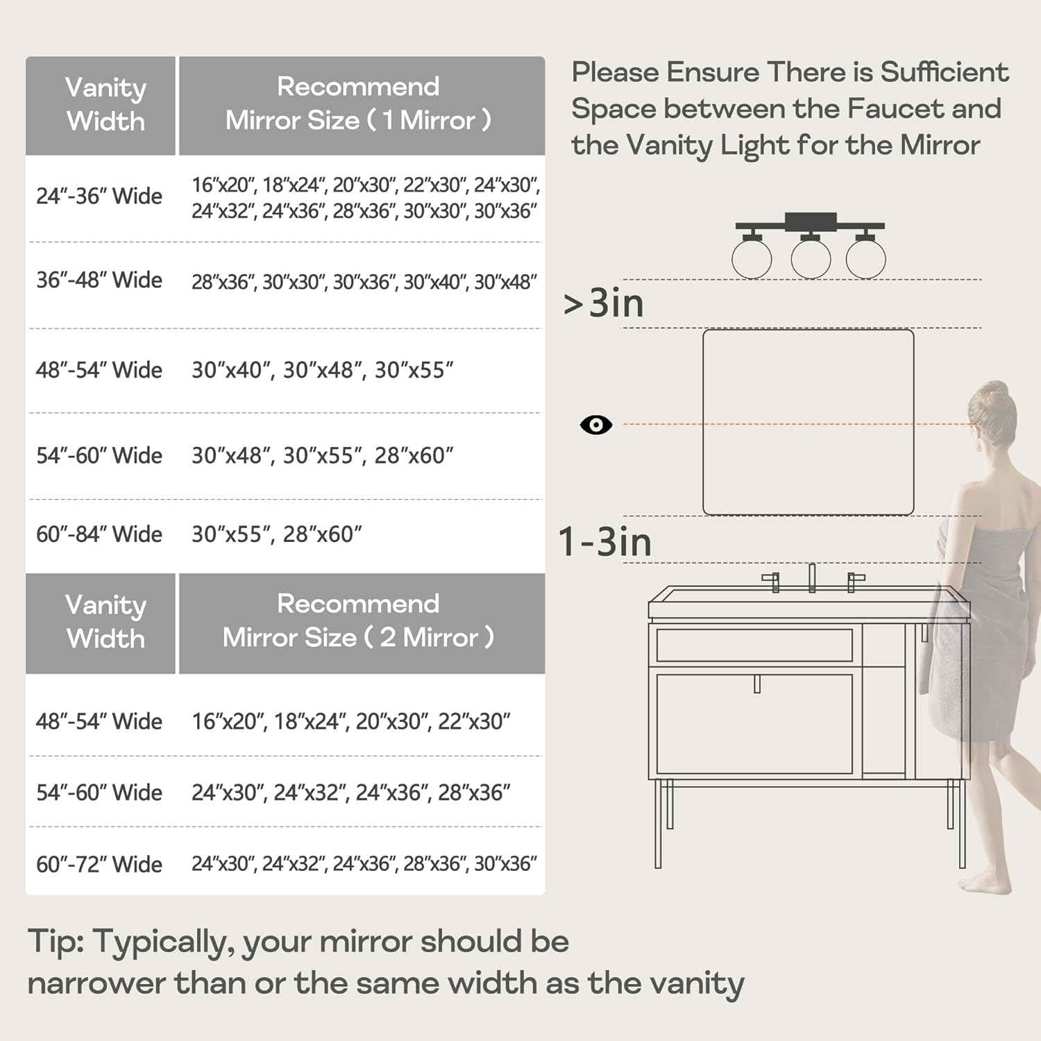 Wall Mount Mirror for Bathroom, Brushed Gold Metal Framed Rounded Corner Rectangular Vanity Mirror (24