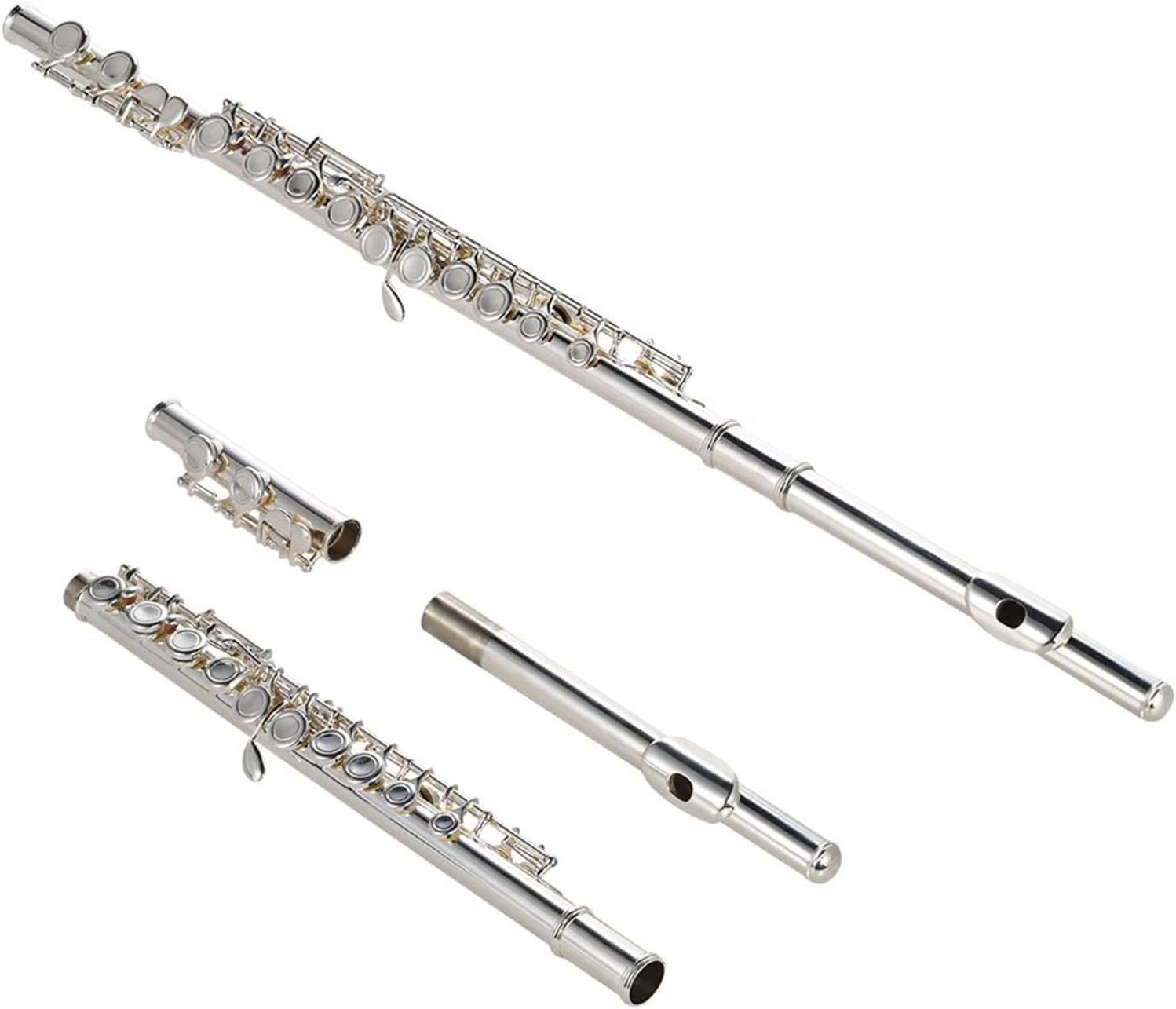 Flute Kit C Key Flute Cupronickel Silver Plated 16 Closed Holes with Case Screwdriver Wind Instruments for Beginner Intermediate Flute