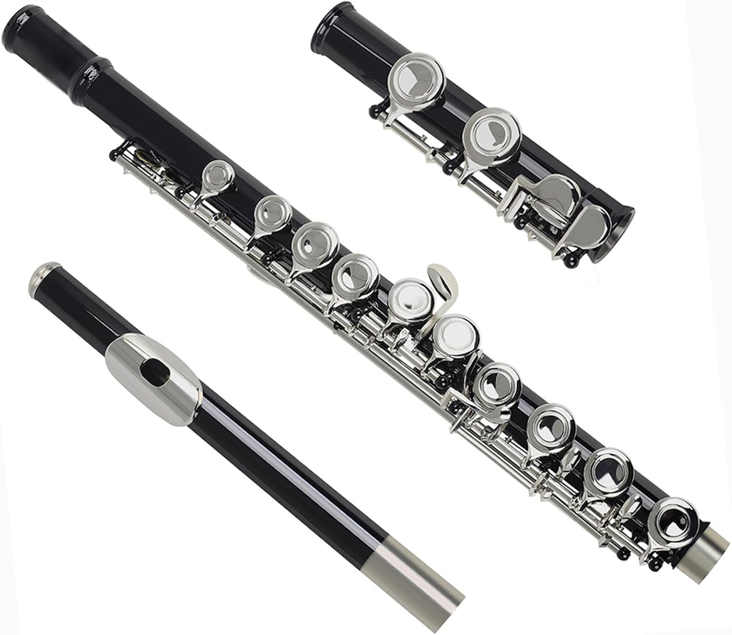 Flute Black 16-Hole Flute Woodwind Closed Key Plus E Key C Nickel-Plated Flute with Music Box Flutes Musical Instruments